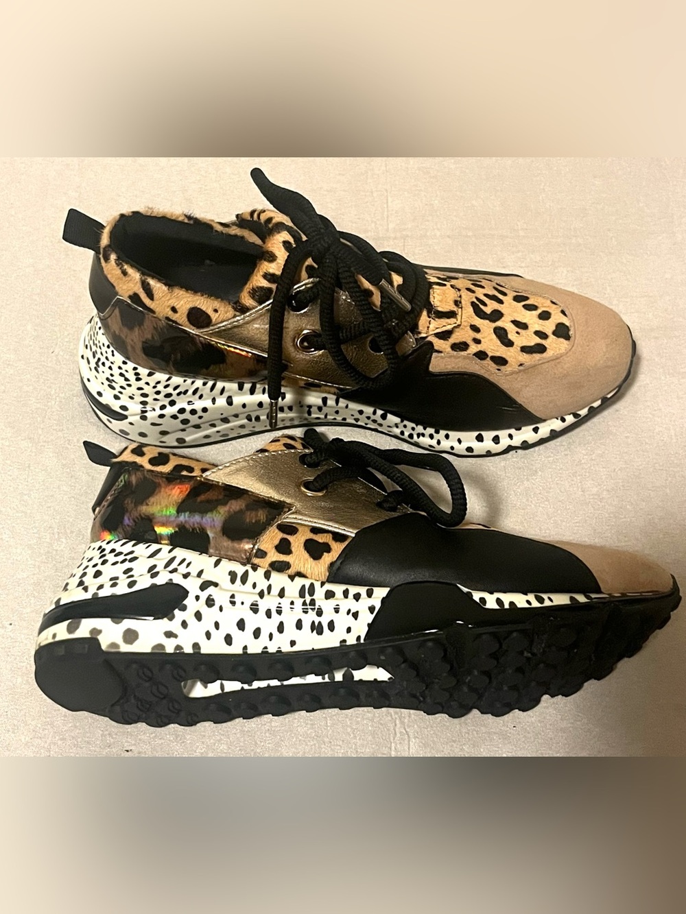 Steve Madden Cliff Multicolor Animal Print Suede Fashion Sneakers Size 8.5 - Picture 2 of 16